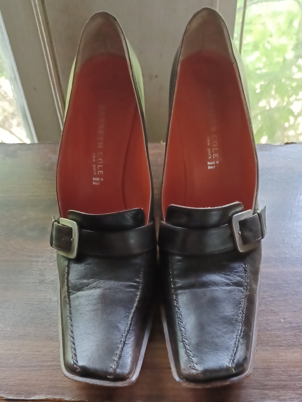 Kenneth Cole Black Leather Buckle Slip-On Loafers